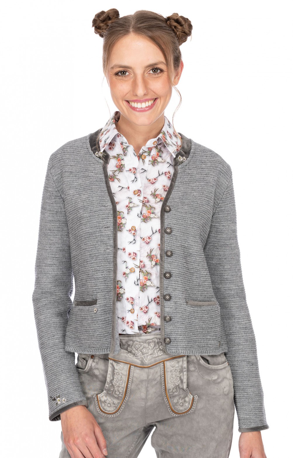 Spieth Wensky Trachten Strickjacke MALTA hellgrau