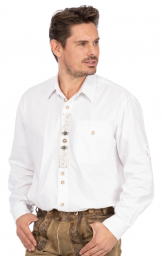 Trachtenhemd BENNO Sticklegende Krempelarm weiss (Comfort Fit) Trachtenhemd BENNO Sticklegende Krempelarm weiss (Comfort Fit)