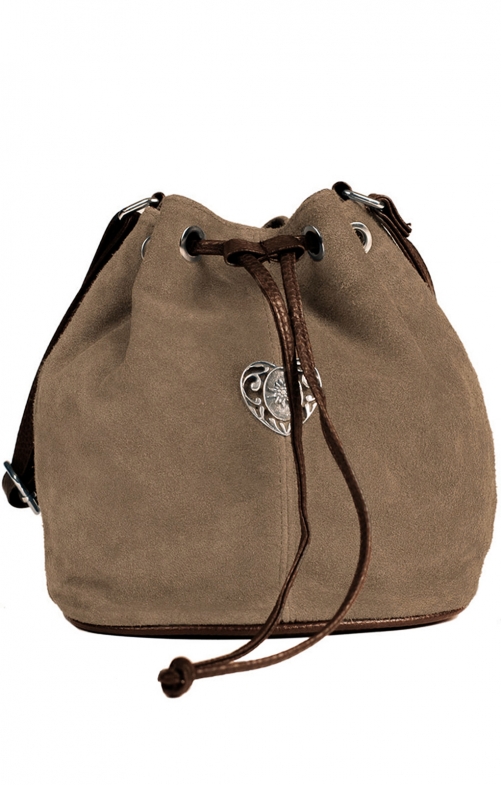 Traditional dirndl bag with metal heart TA30210-8568, gray brown