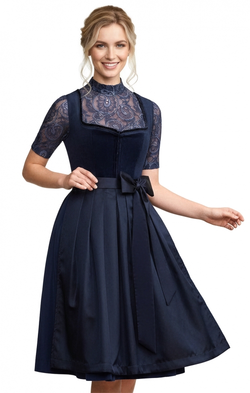 Midi Dirndl 2tlg. 60 cm ELENORA blau