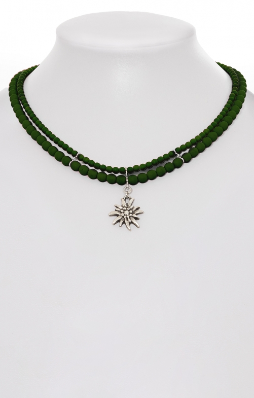 Necklace 2 rows with Edelweiss SCH008-7185 fir