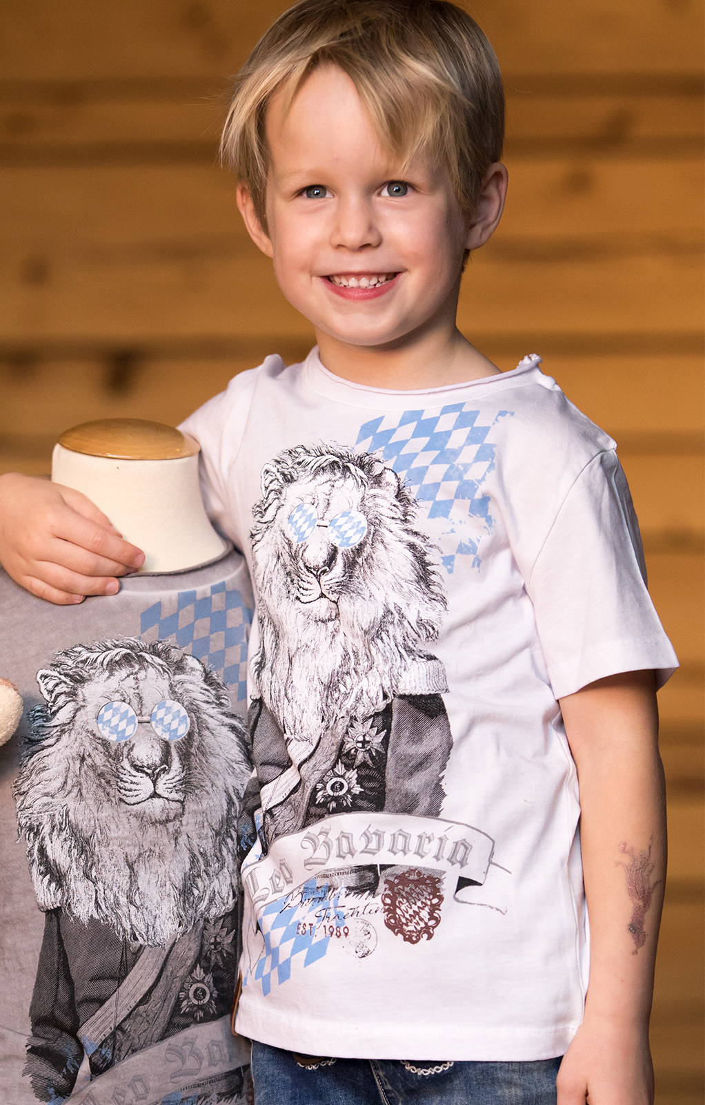 T-Shirt Trachten Bambini G15 - LEO BAVARIA KIDS bianco von Marjo