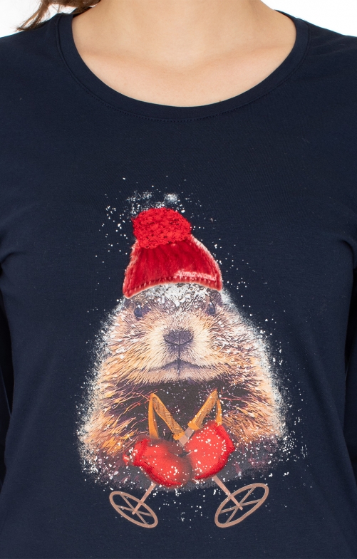 Shirt met lange mouwen DEMUTALM donkerblauw