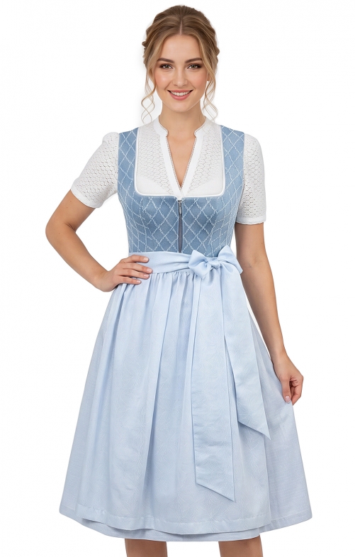 Dirndl 75 cm 2-delig NEBELBERG hemelsblauw