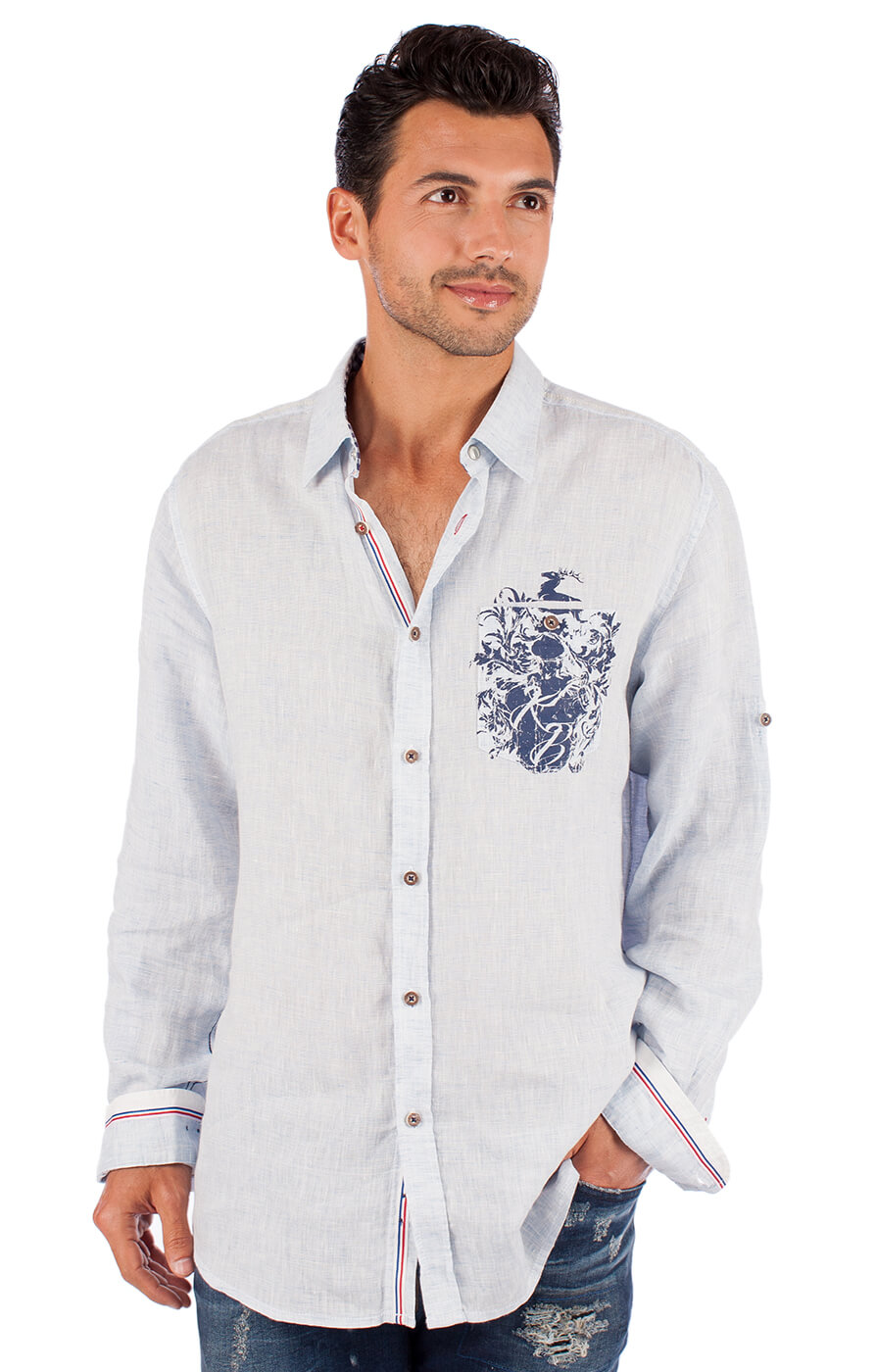 German traditional shirt 93105-81 lightblue von Krüger Dirndl
