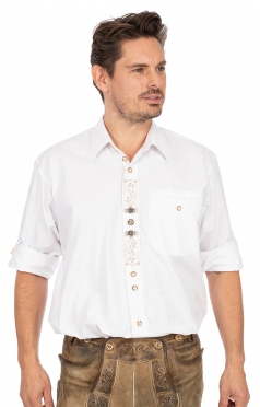 Trachtenhemd BENNO Sticklegende Krempelarm weiss (Comfort Fit) Trachtenhemd BENNO Sticklegende Krempelarm weiss (Comfort Fit)