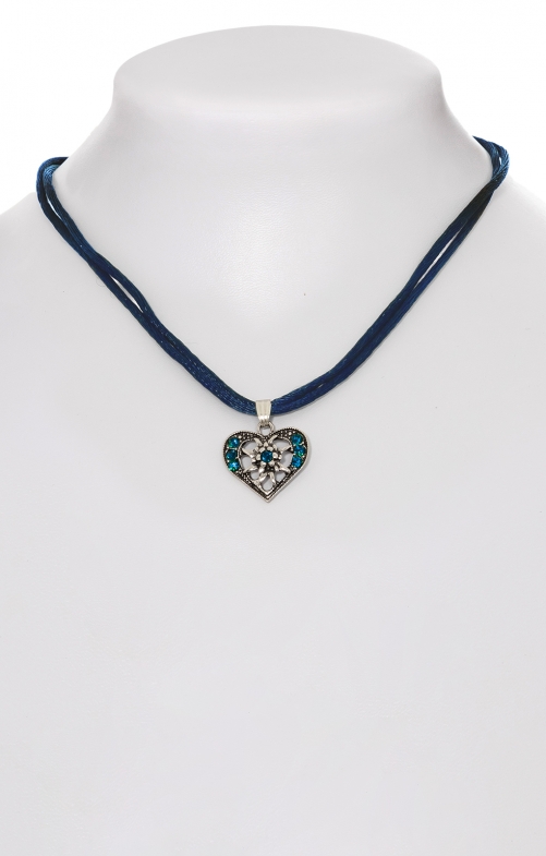 Necklace 2 rows with heart 3590-2 marine