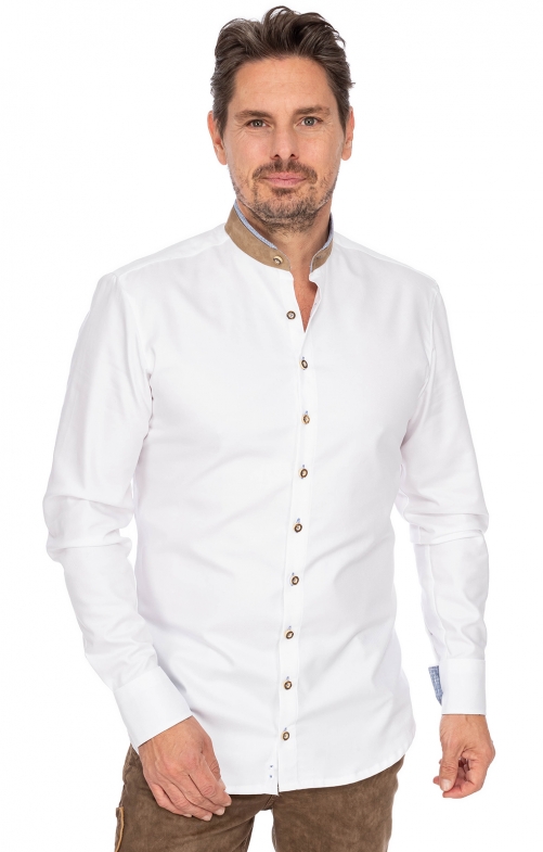 Hemd Stehkragen 420005-4119-148 weiß jeans (Slim Fit)