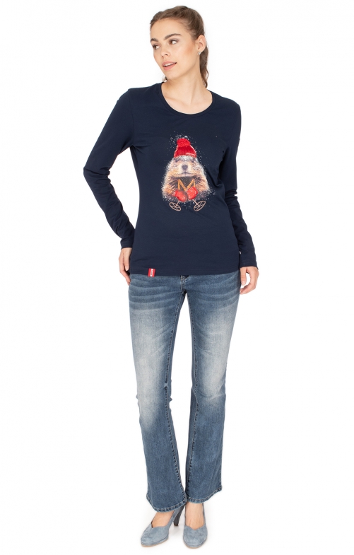 Shirt met lange mouwen DEMUTALM donkerblauw