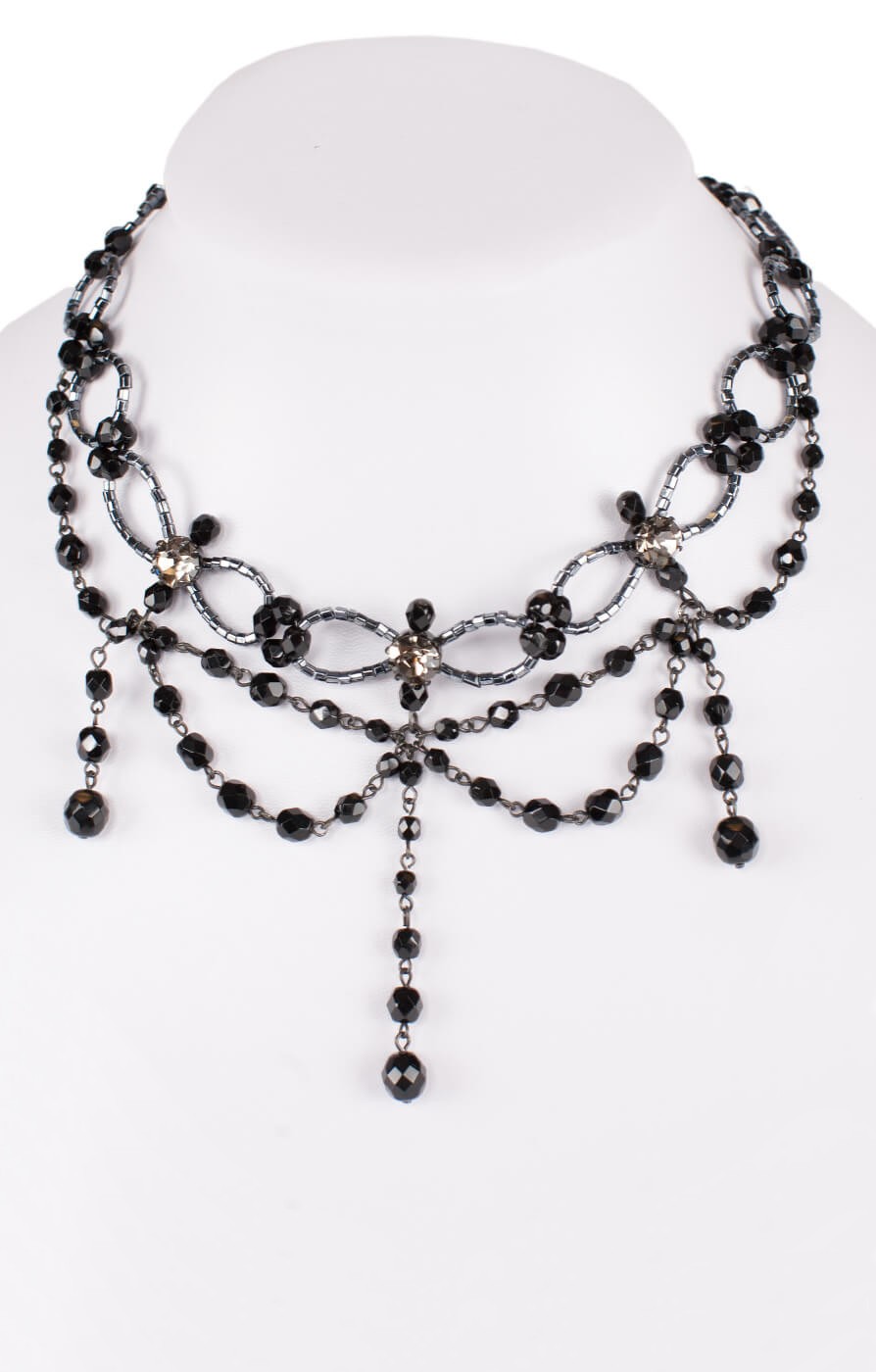 Collier Glasperlen schwarz