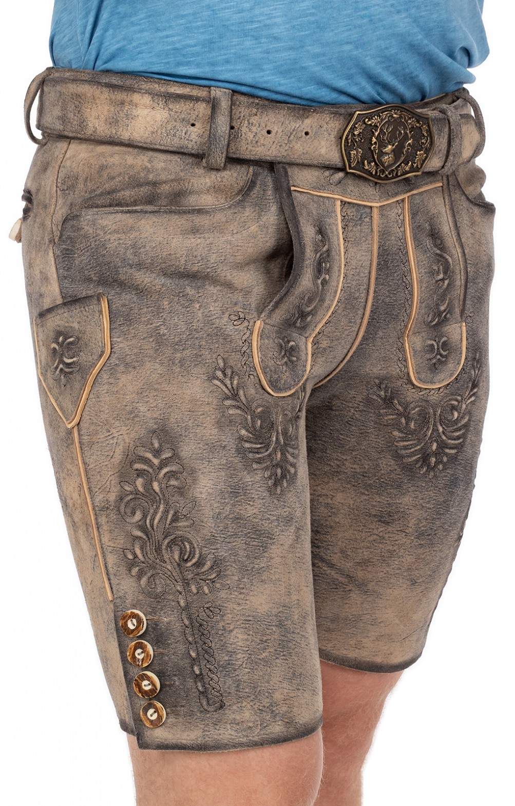 Maddox Trachtenlederhose MADDOX Kurze Lederhose 'Rothsee' Mit Gürtel