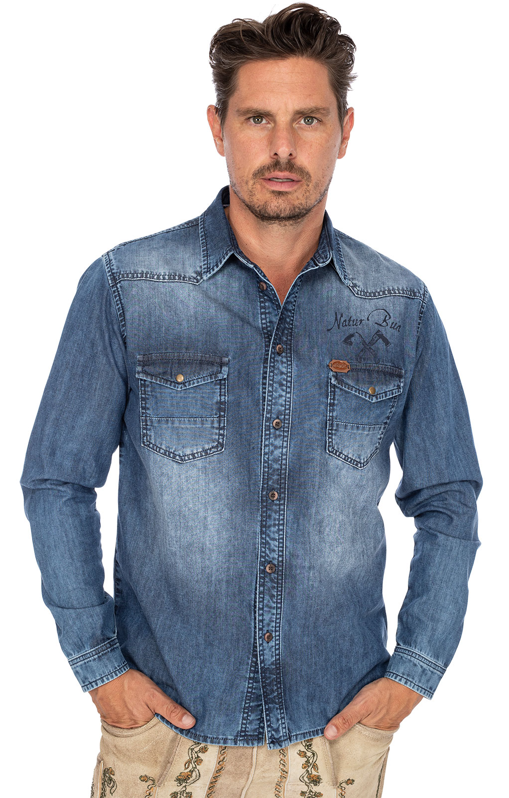 German traditional shirt LASSE denim von Hangowear