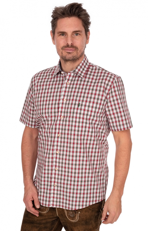 Tiroler overhemden 1/2 KU666LK-CO rood (Basic)