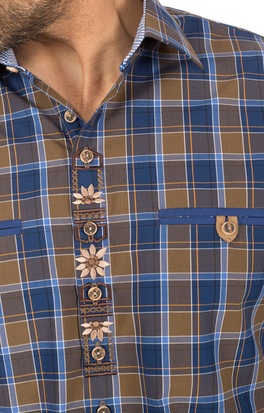 weitere Bilder von German traditional shirt short arms blue brown