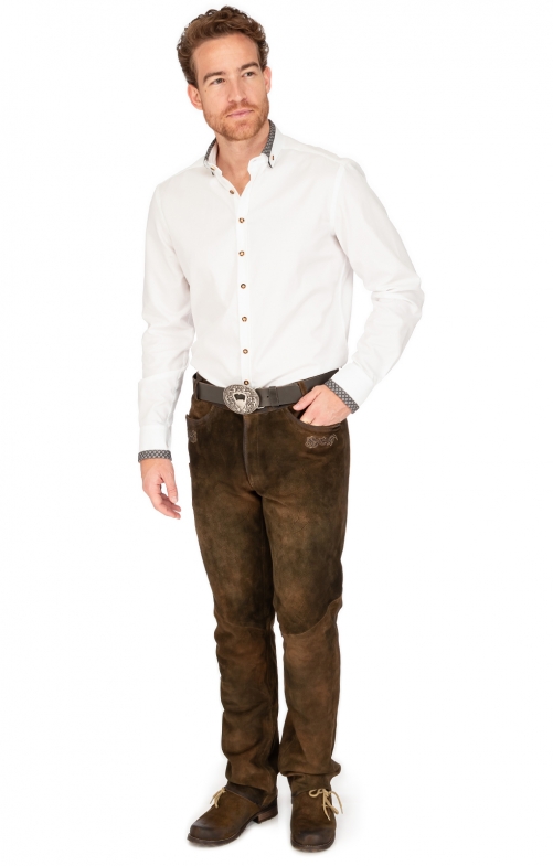 Tiroler Hemd 420004-4249-170 wit zwart (Slim Fit)