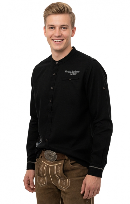 Stehkragenhemd JEFF DAVIS schwarz