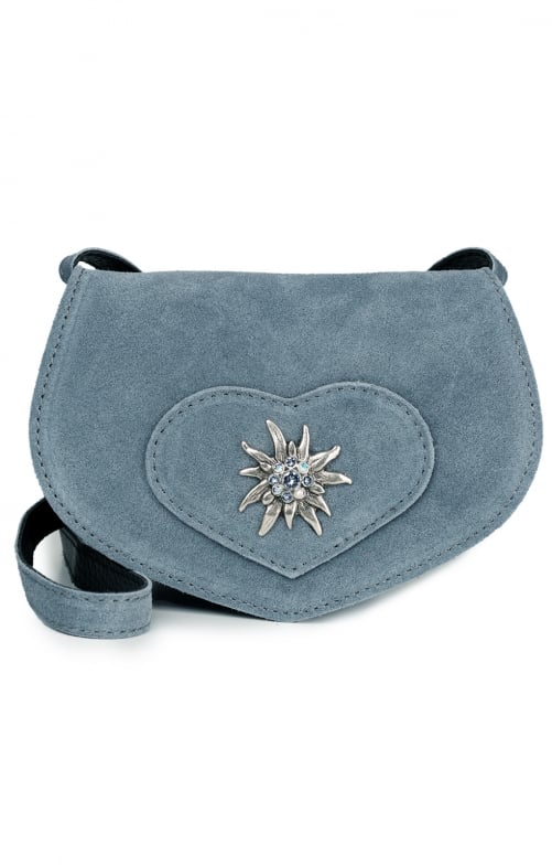 Traditional leather bag with heart TA30110-9196 gray blue