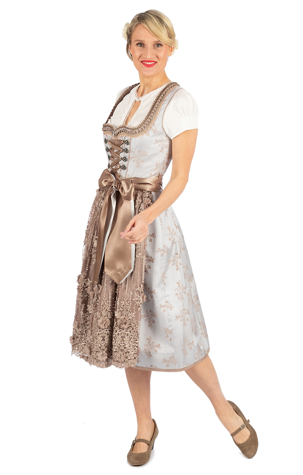 weitere Bilder von Mididirndl 2pcs. 70 cm KATHARINA light gray