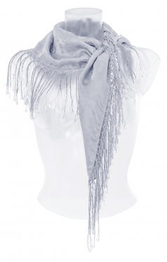 Pure silk scarf with fringes 122-123 silver Pure silk scarf with fringes 122-123 silver