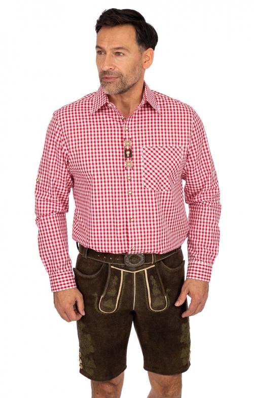 Hirschlederhose kurz HECTOR moor mit Gürtel