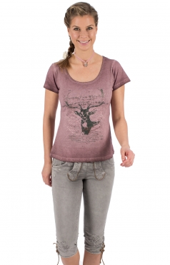 Damen Trachtenjeans Kurz - Lederhosen Look Mit Stretch Für Oktoberfest