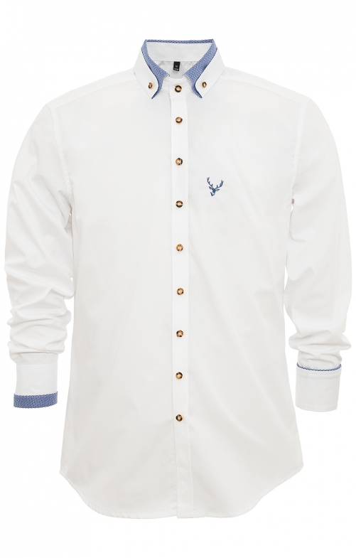 Tiroler Hemd 420017-2487-142 wit middelblauw (Slim Fit)