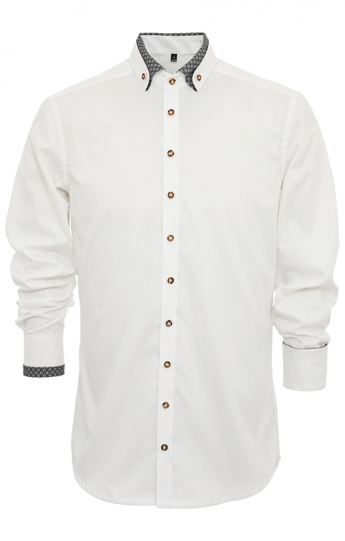 Tiroler Hemd 420004-4249-170 wit zwart (Slim Fit)