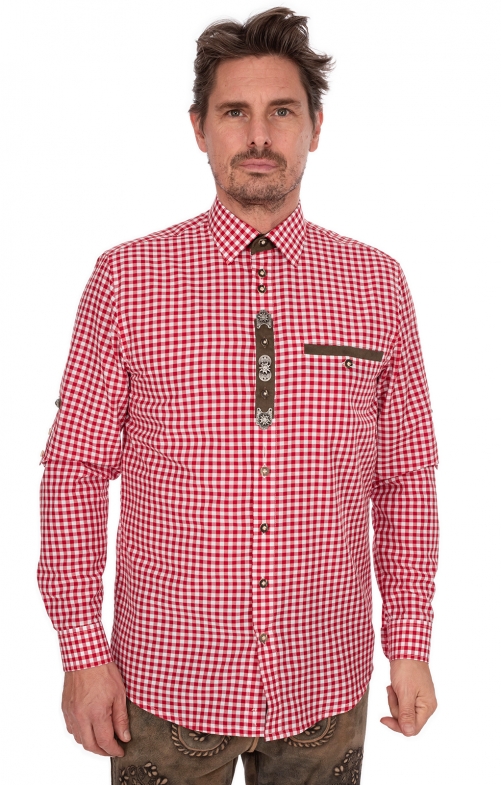 Tiroler Hemd 420057-2602-34 middel rood (Regular Fit)