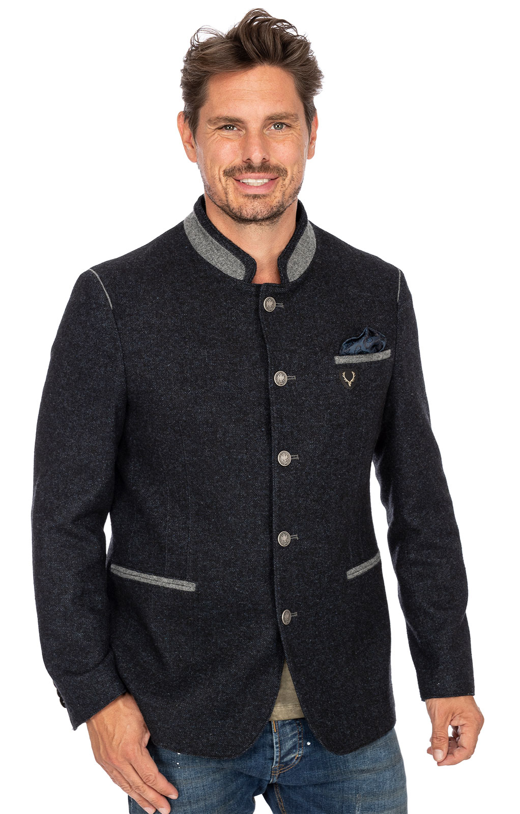 German traditional jacket MARLON dark blue gray von Spieth & Wensky