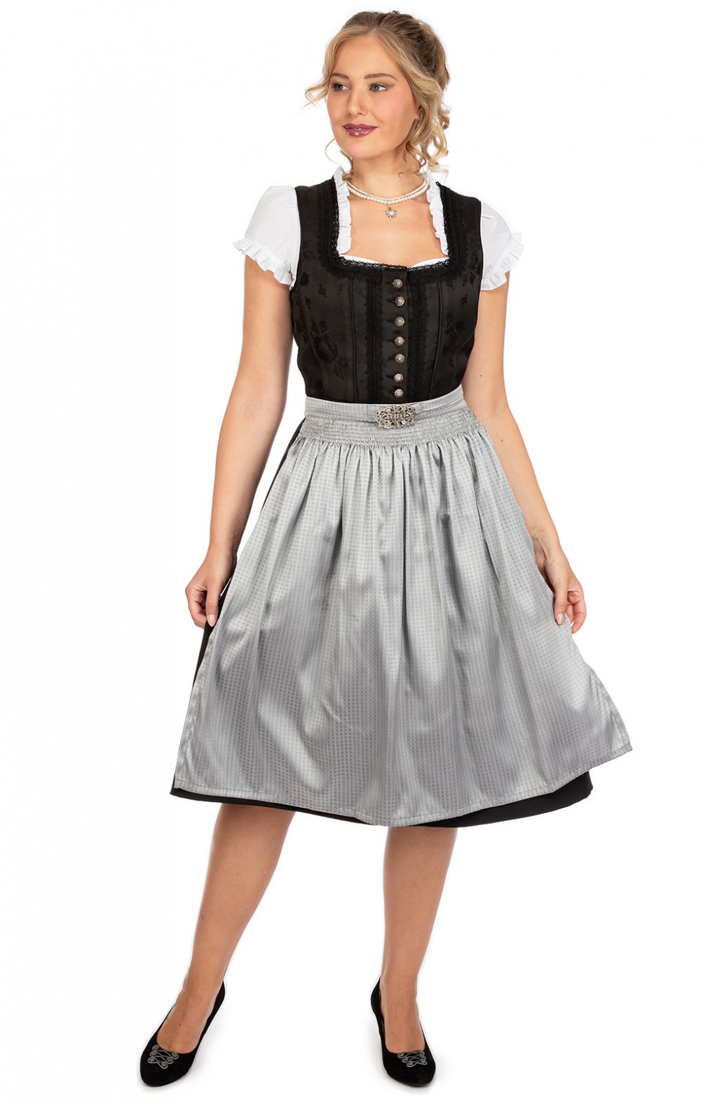 DIRNDLSTERN Schürze Damen Midi - Dirndlschürze Mit Blumenmuster Für Oktoberfest