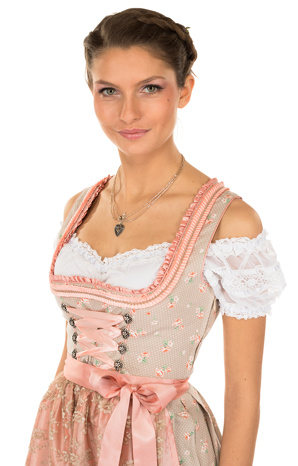 weitere Bilder von Minidirndl 2 delig 55cm beige apricot