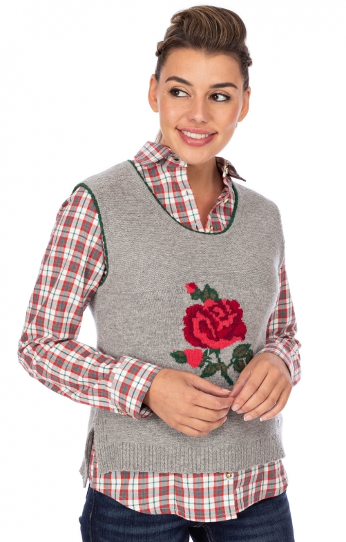 Tracht Sweater sleevless WESPE lightgray poppy