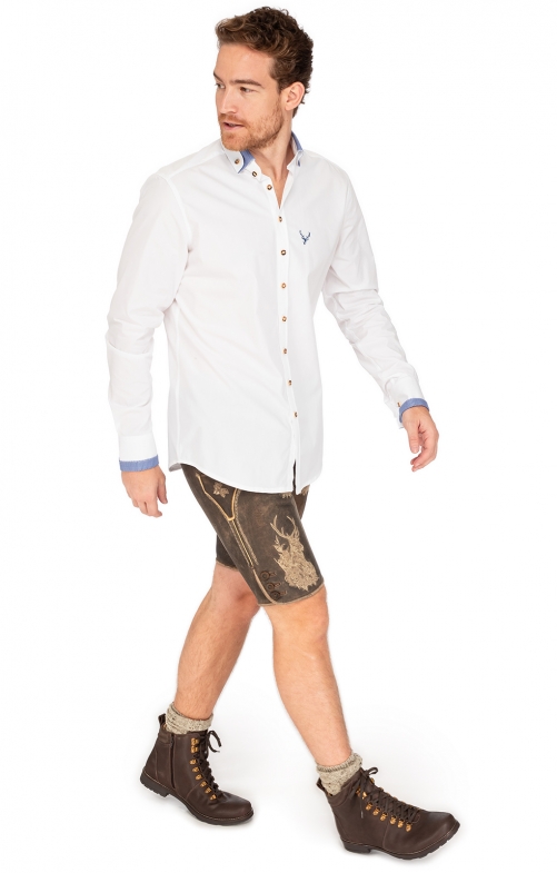 Tiroler Hemd 420017-2487-142 wit middelblauw (Slim Fit)