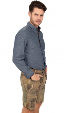 Short leather trousers BUCHNER natural blue with belt 48 Short leather trousers BUCHNER natural blue with belt 48