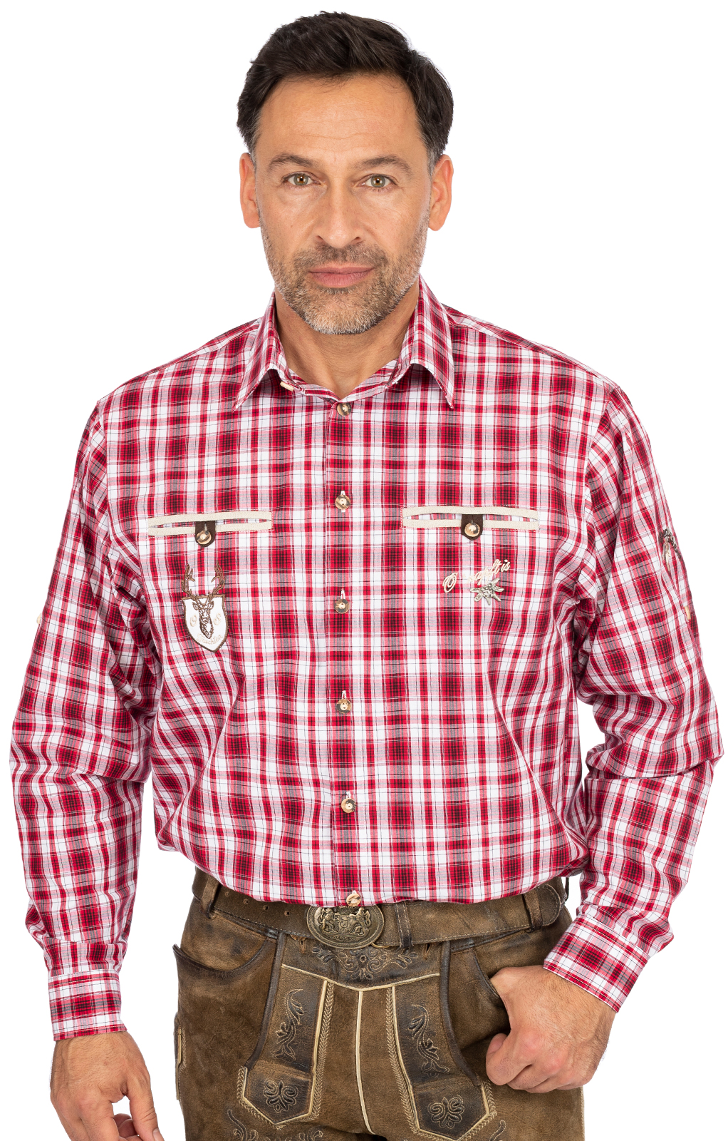 Camicia a quadri tradizionale ÜBERSEE rosso von OS-Trachten