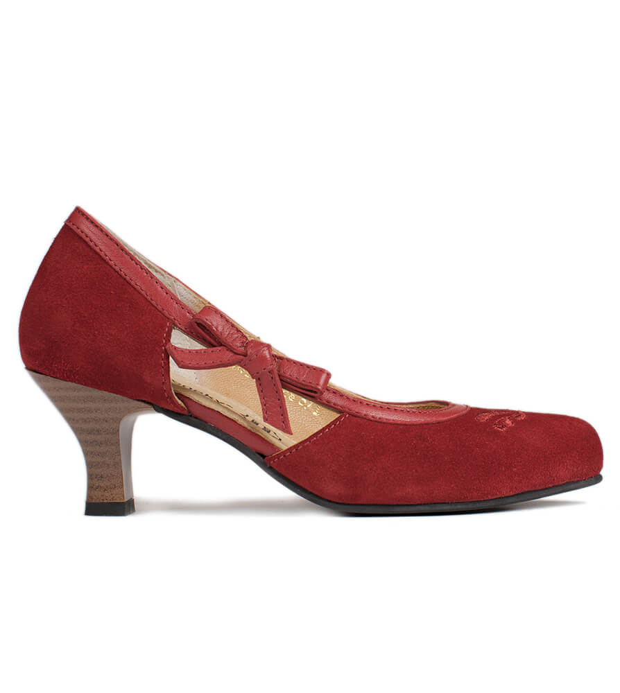 Traditional dirndl shoes D443 Valeska Pumps red von Spieth & Wensky