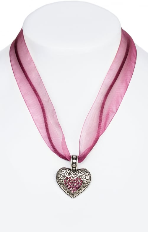 Tracht Halsketting met hart 9631-CB roze