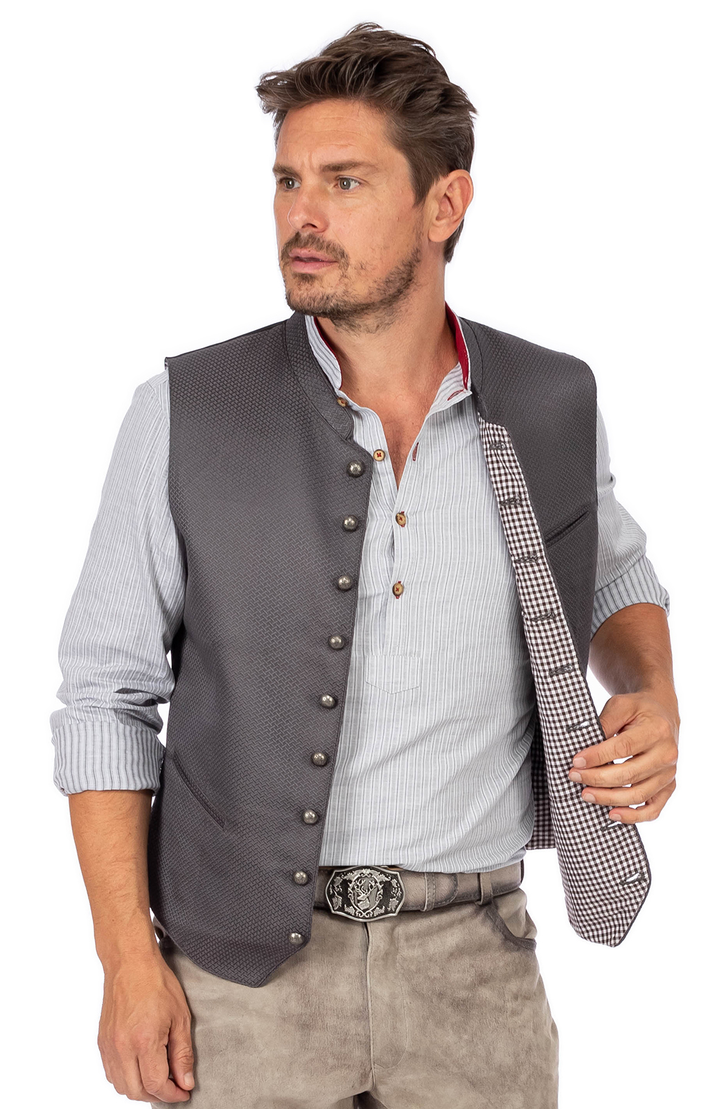 Maddox Herren Trachtenweste ALTENDORF - Anthrazit Mit Farbakzenten