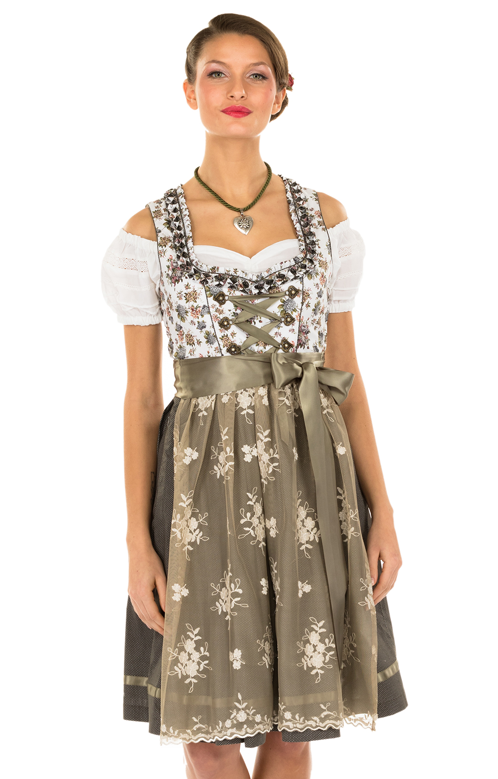 Minidirndl 2pcs. 58 cm BERNA white brown von Marjo