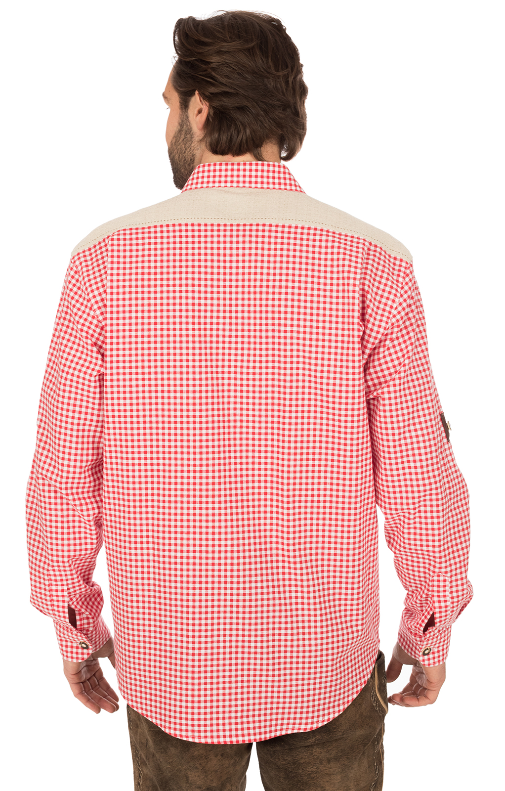 weitere Bilder von Trachtenhemd Krempelarm BELINI Karo weiss rot