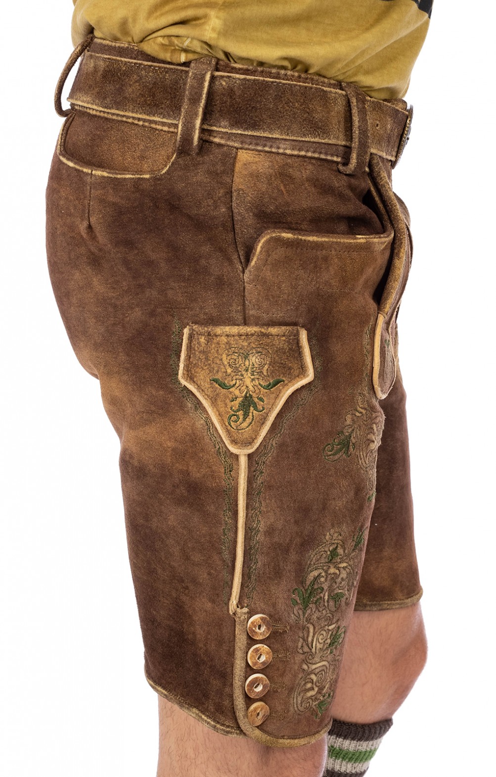 Vintage Lederhose Damen Damen Trachten Lederhose Vintage Kurz - Büffelleder Hose Mit Stickereien Und Hosenträgern Lederhosen Damen