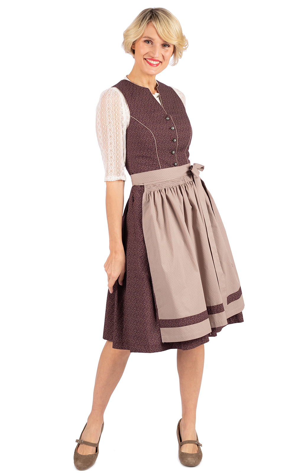 weitere Bilder von Mini Dirndl 2pz. 58 cm FIDA wine beige