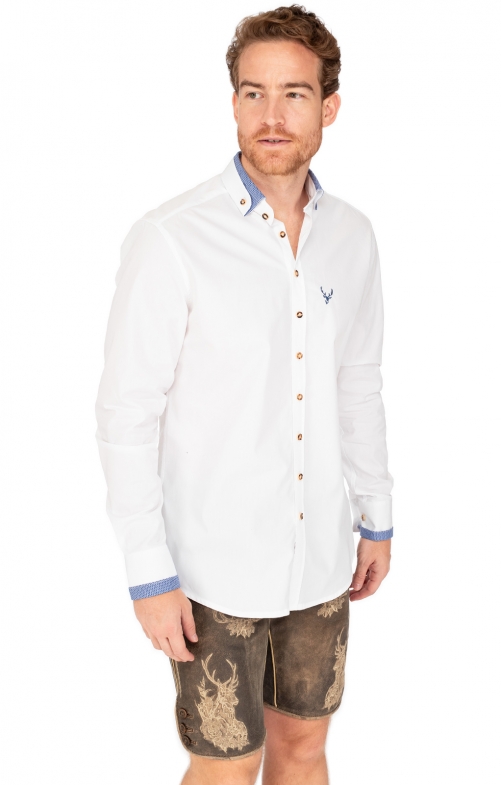 Tiroler Hemd 420017-2487-142 wit middelblauw (Slim Fit)