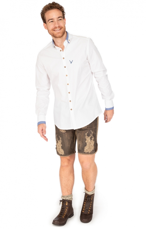 Tiroler Hemd 420017-2487-142 wit middelblauw (Slim Fit)