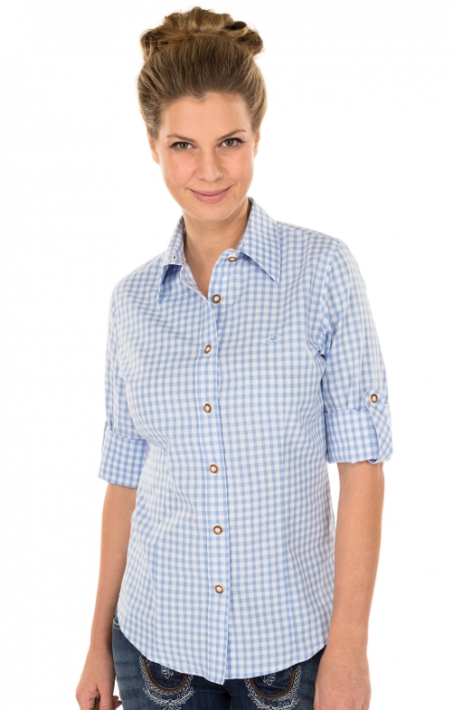 Traditional blouse CHECKERED blue