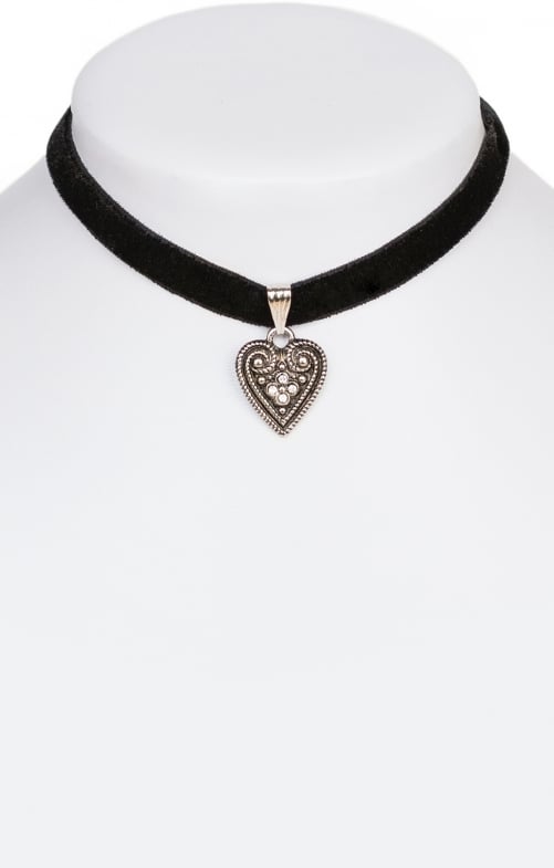 Traditional necklace with heart 9197-SB black