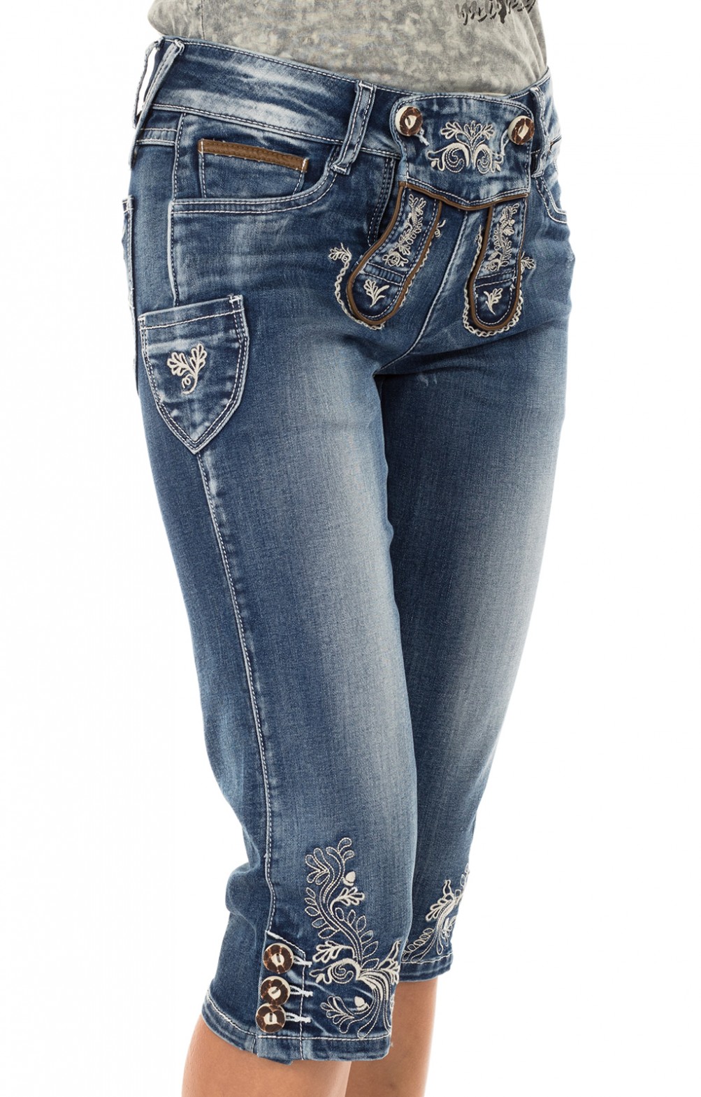 Steigenhöfer Manufaktur - Dames klederdracht-knieband leren broek met