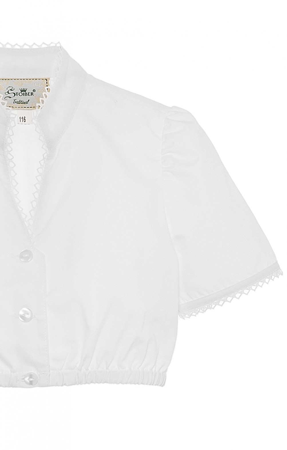 Isar-Trachten Dirndlbluse Kinder Mädchen 70742 - Weiße Spitzenbluse