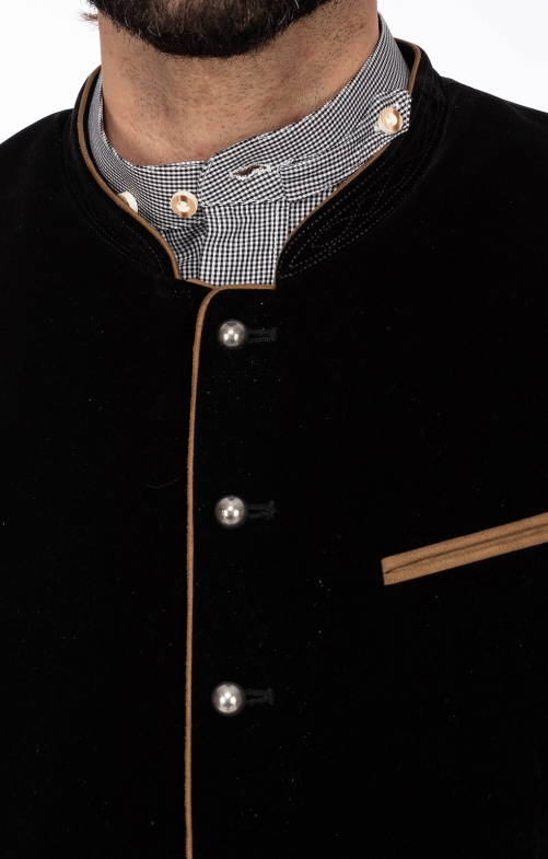 Maddox Herren Samtweste ZWIESEL - Elegante Trachtenweste In Schwarz