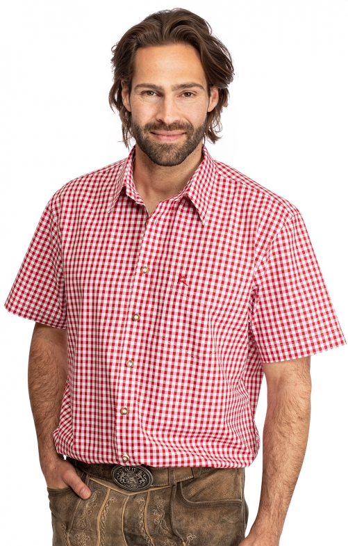 Camicia a quadri tradizionale ALZACH rosso (Regular Fit)